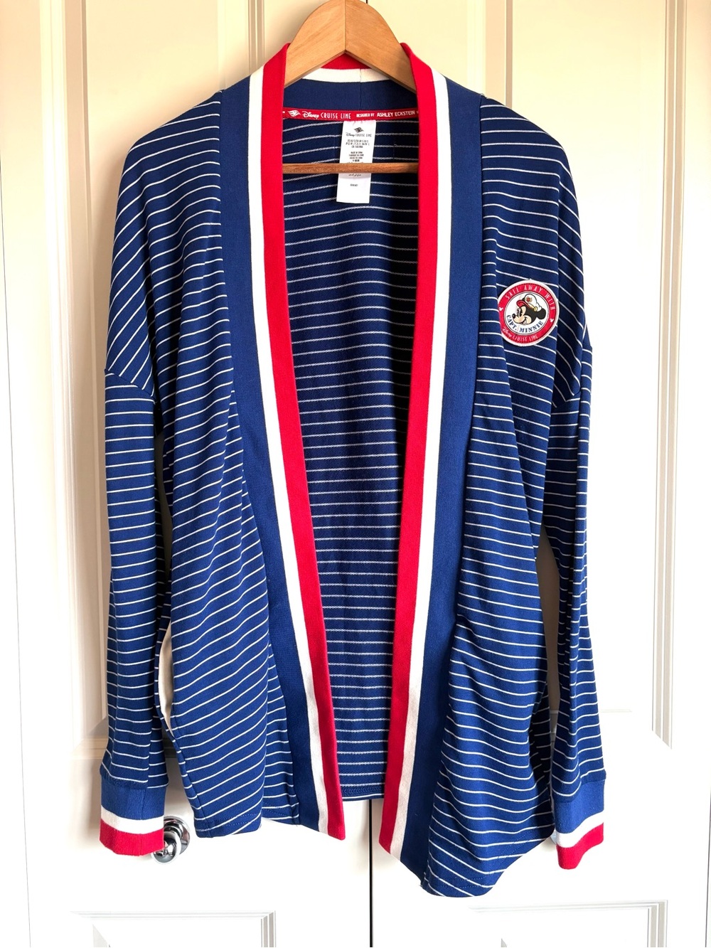DCL Disney Cruise Line & Ashley Eckstein Open Front Naval Cardigan size small